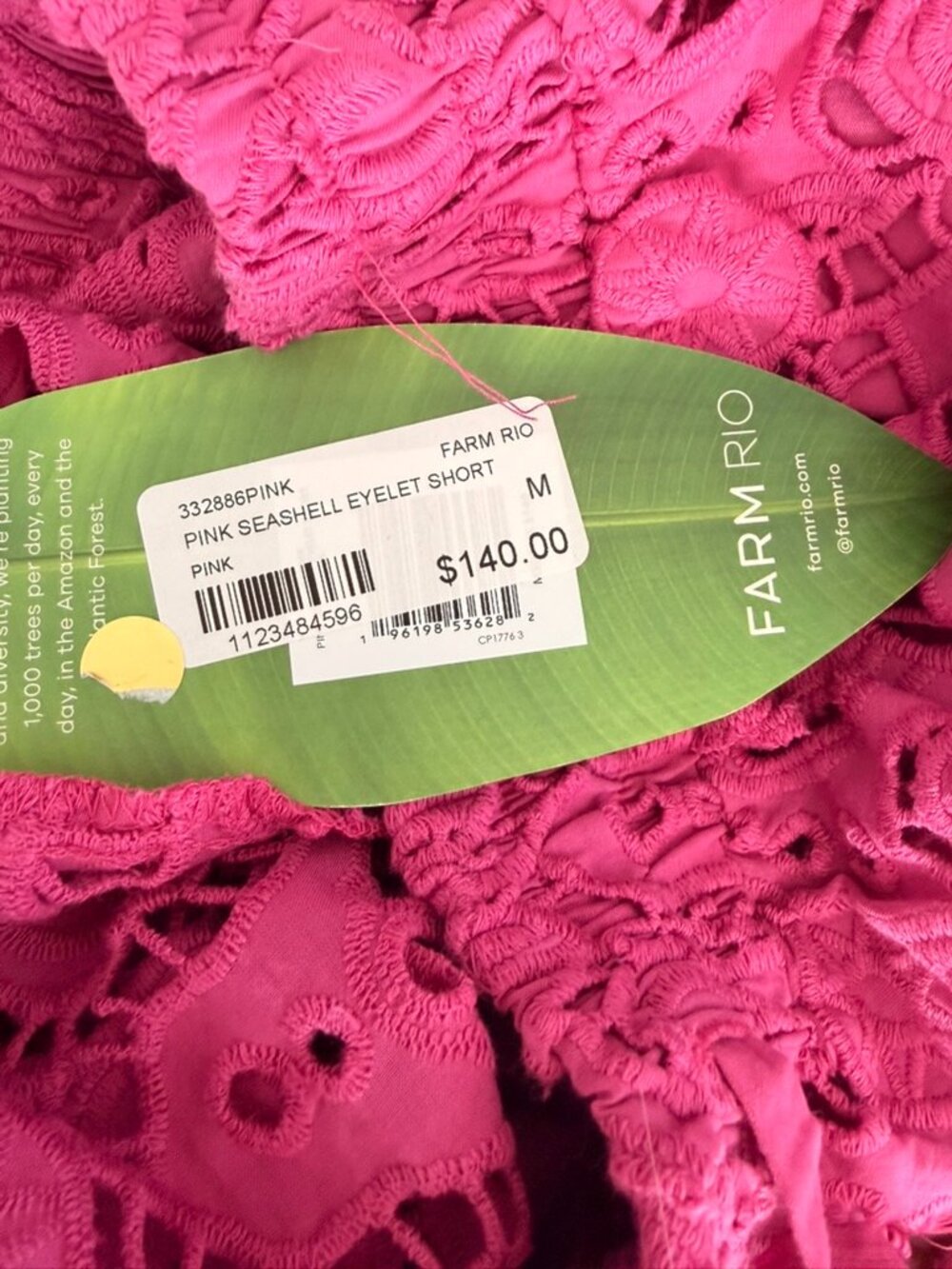 Farm Rio pink seashell eyelet short top set size M - Picture 6 of 6